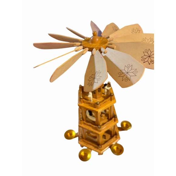 Vintage Christmas Nativity Weihnachts Pyramide 4 Tier 19" H Complete Wooden 7961 - Picture 9 of 10